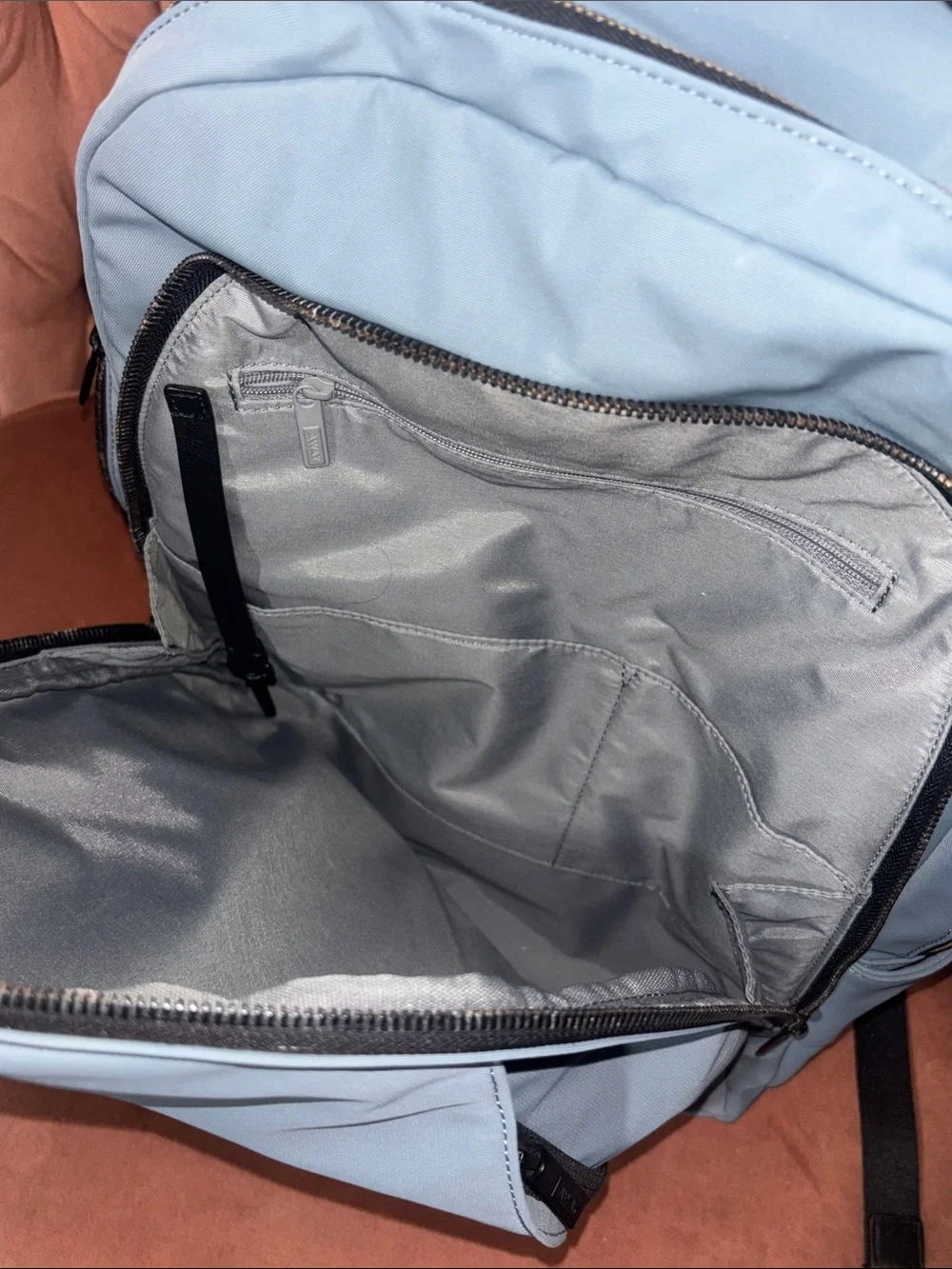 AWAY smoke blue backpack overnight multi pocket travel bag carry on vacation